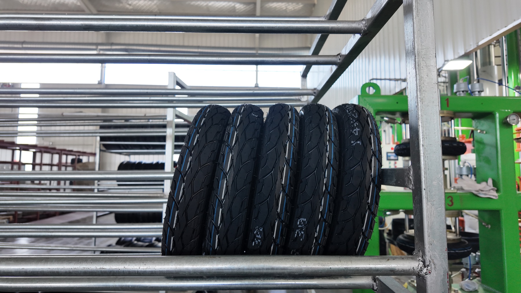 Finished motorcycle tyre tread detail