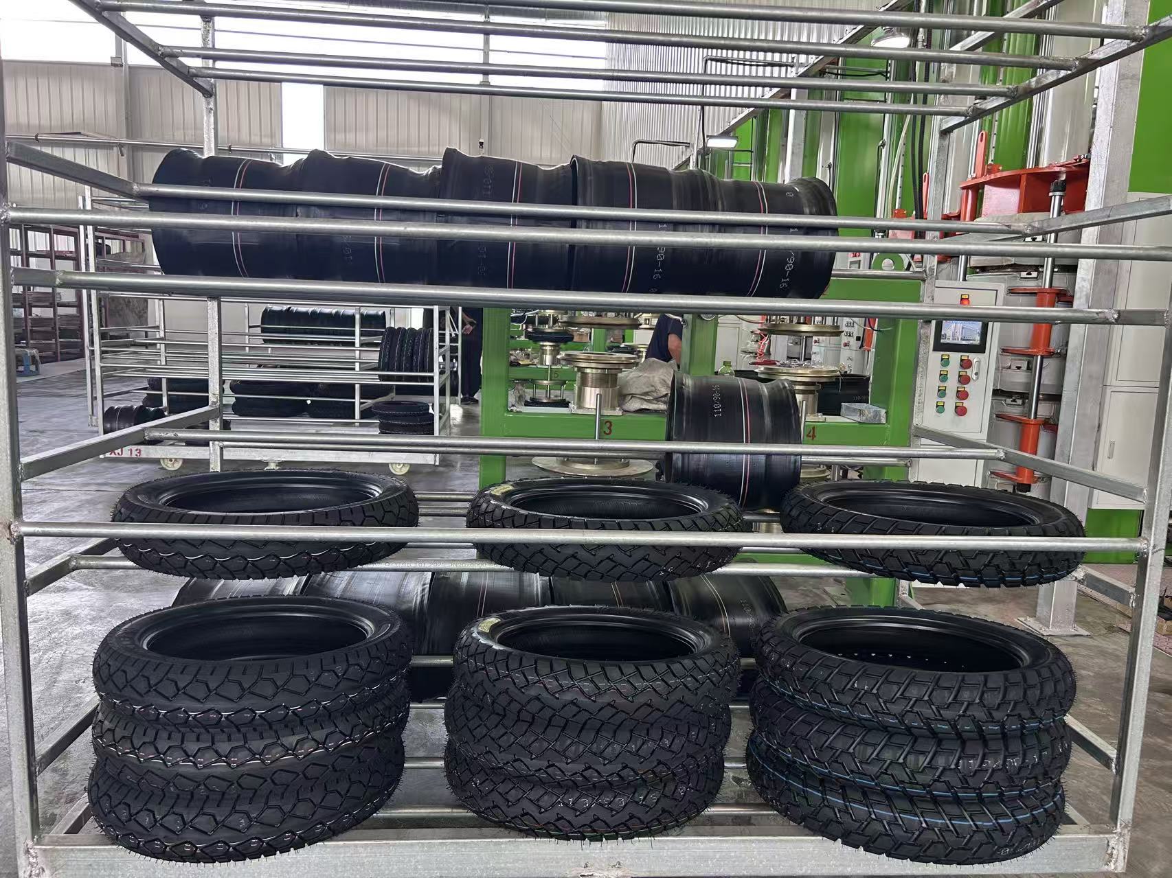Multiple motorcycle tyre patterns in production