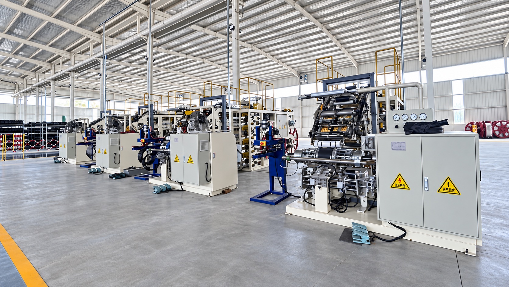 New motorcycle tyre production equipment in JABIL workshop